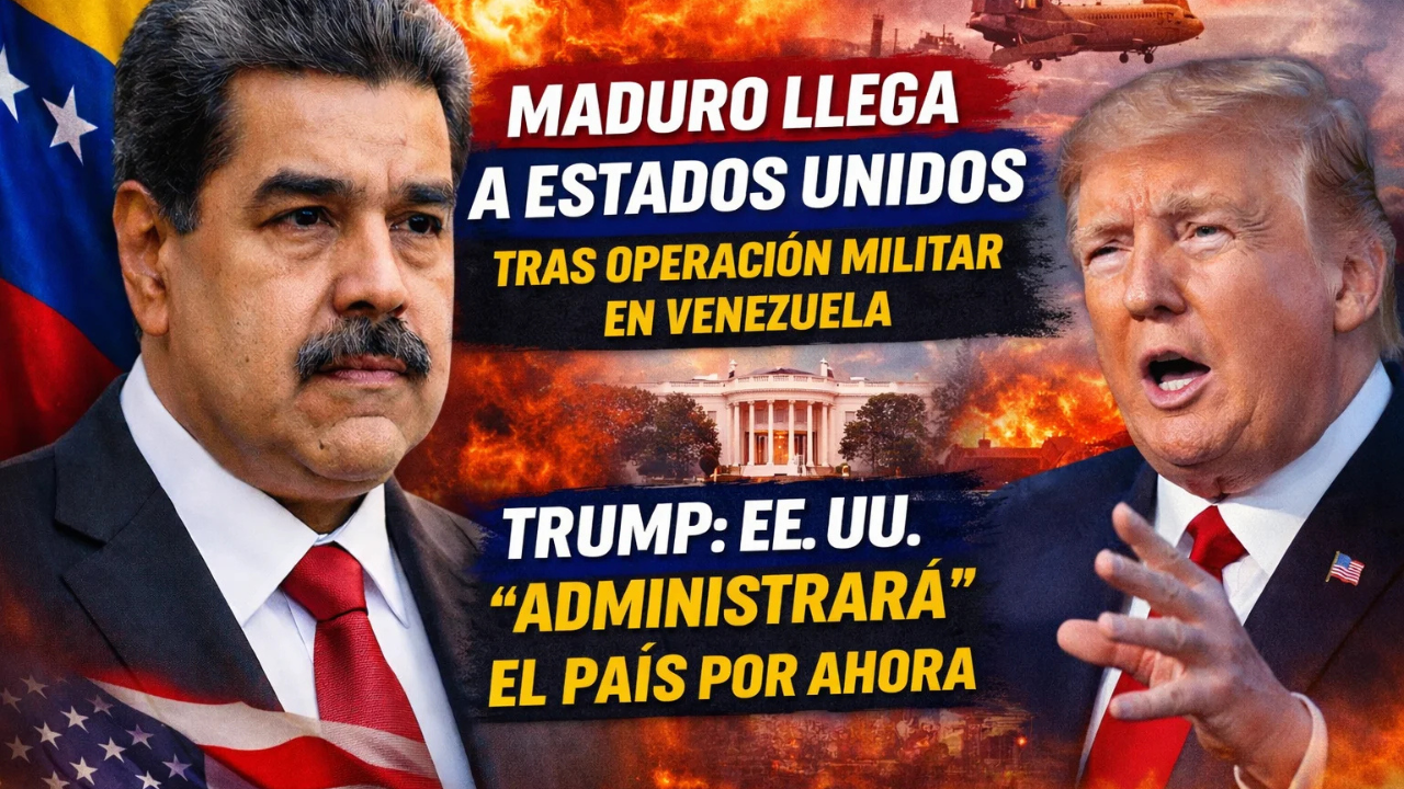Maduro llega a Estados Unidos tras operación militar en Venezuela y Trump afirma que EE. UU. “administrará” el país por ahora