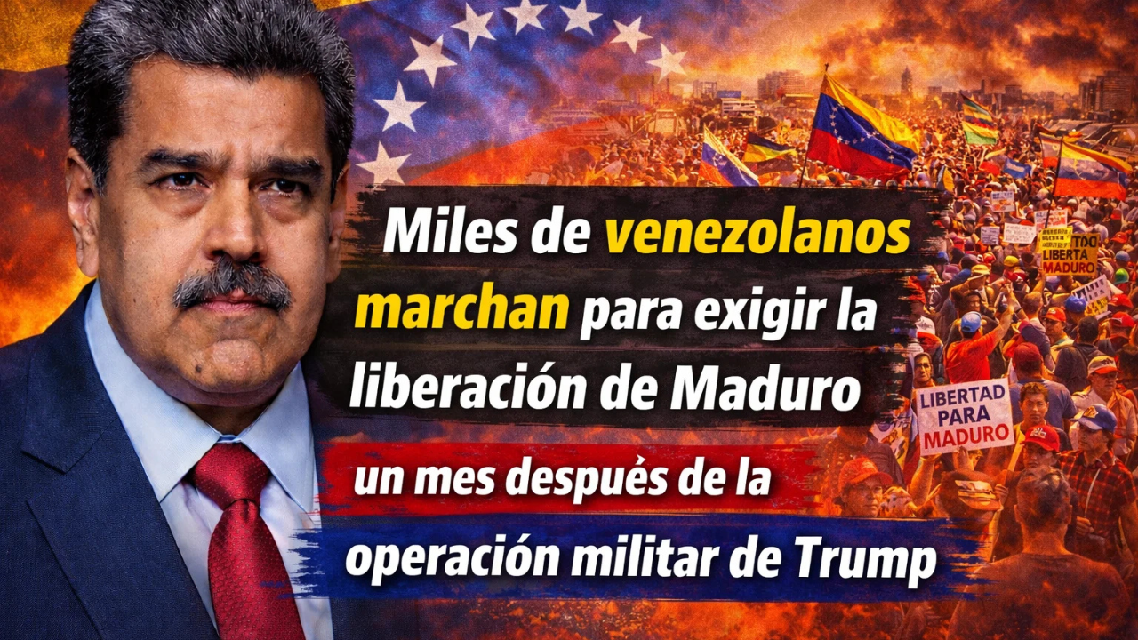 Miles de venezolanos marchan para exigir la liberación de Maduro un mes después de la operación militar de Trump